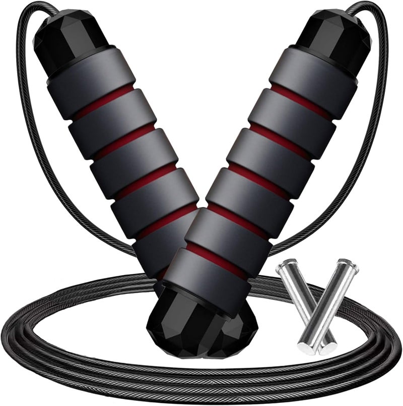 Goonidy Adjustable Weighted Jump Rope, 9ft Long Tangle-Free Rapid Speed Jumprope for Exercise Calisthenics Fitness Jumping Skipping Double Dutch Boxing Crossfit, Workout Stuff for Women Men Kids Adult - Image 1